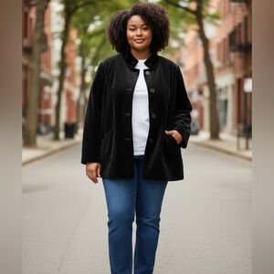 Talbots Women's Elegant Navy Velvet Pea Coat size 12-14